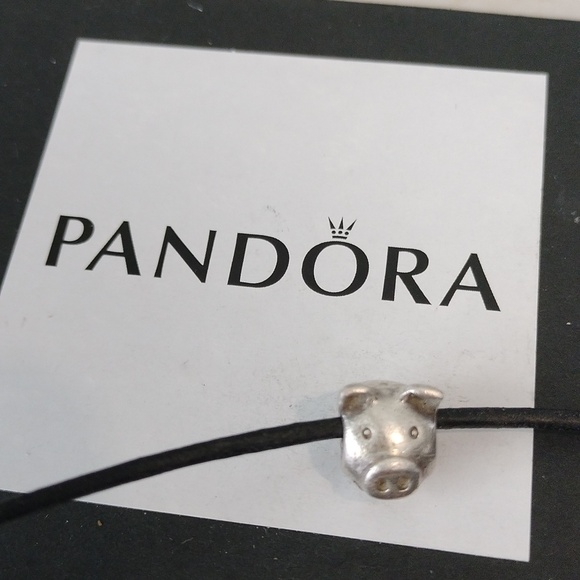 Pandora Retired Pig Animal Head Charm Bead 790214 Sterling Silver - Picture 4 of 4